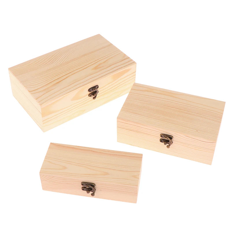 Rectangular Wooden Storage Box Organizer Wooden Storage Case Simple Storage Container Dust-Proof With Lock Jewelry Box Case Oasis Select