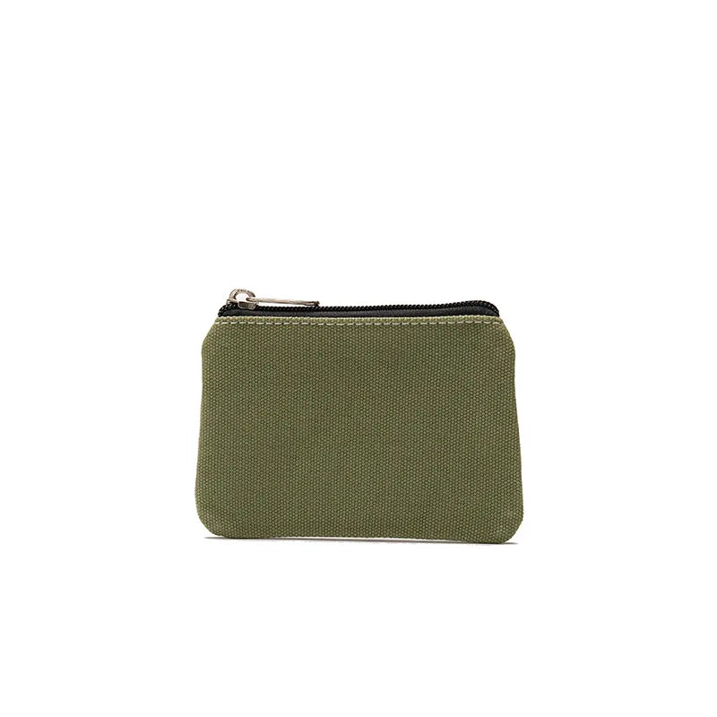 DIY Plain Canvas Cotton Bag Pure Zipper Coin Key Bag Money Pocket Women Men Hand-held Coin Purse Small Wallet Kid Oasis Select emerald black