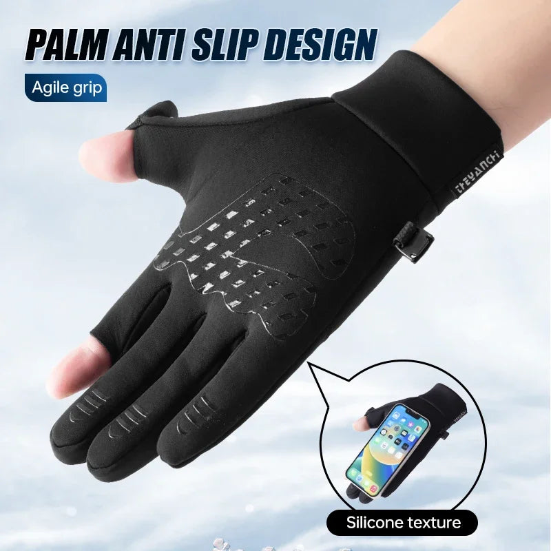 Winter Warm Touchscreen Gloves Unisex Windproof Waterproof Cycling Gloves Flip-Finger Design Skiing Fishing Hiking Gloves Oasis Select