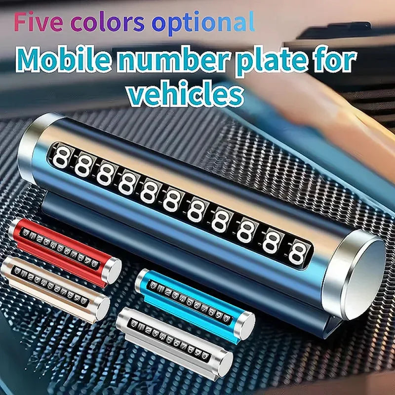 1/2/3pcs Phone Number Plate Temporary Parking Card Aluminum Stickers Rotate Park Stop Metal Car Temporary Parking Card Auto Oasis Select