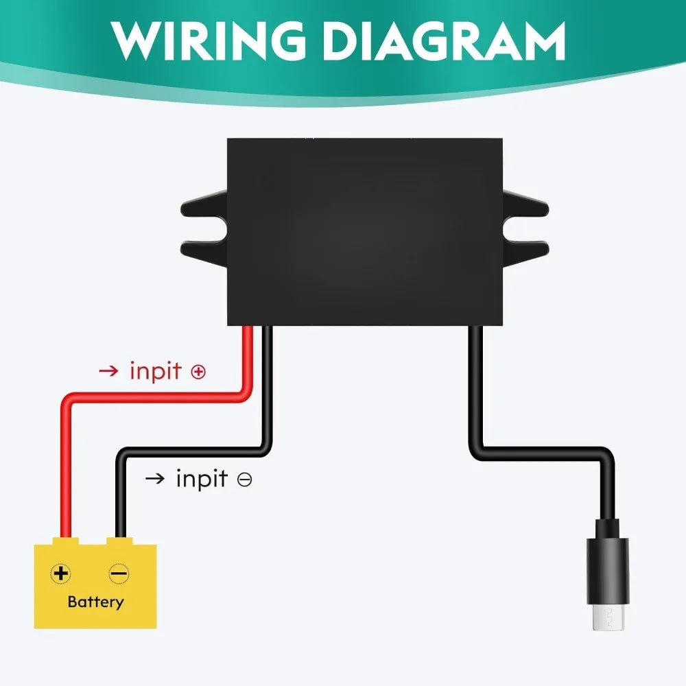 DC 12V/24V To 5V Step Down Converter Type-C Interface 5A IP68 Waterproof Buck Module Power Adapter Compatible With Cell Phones Oasis Select