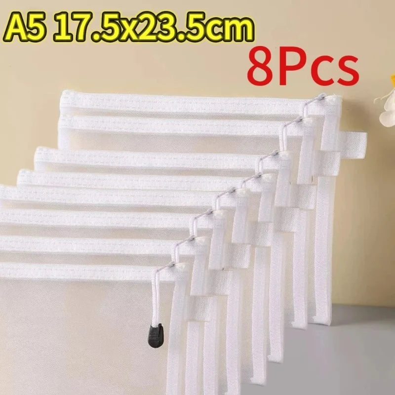 Transparent Mesh Storage Bags with Zipper for Lego Blocks, Puzzle&Toy Organization,Kids' Sorting Pouch for Small Parts Organizer Oasis Select 8pcs M white