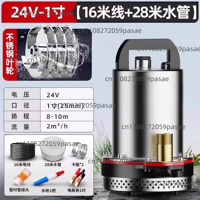 DC Submersible Agricultural Pump 12V–72V | Stainless Steel