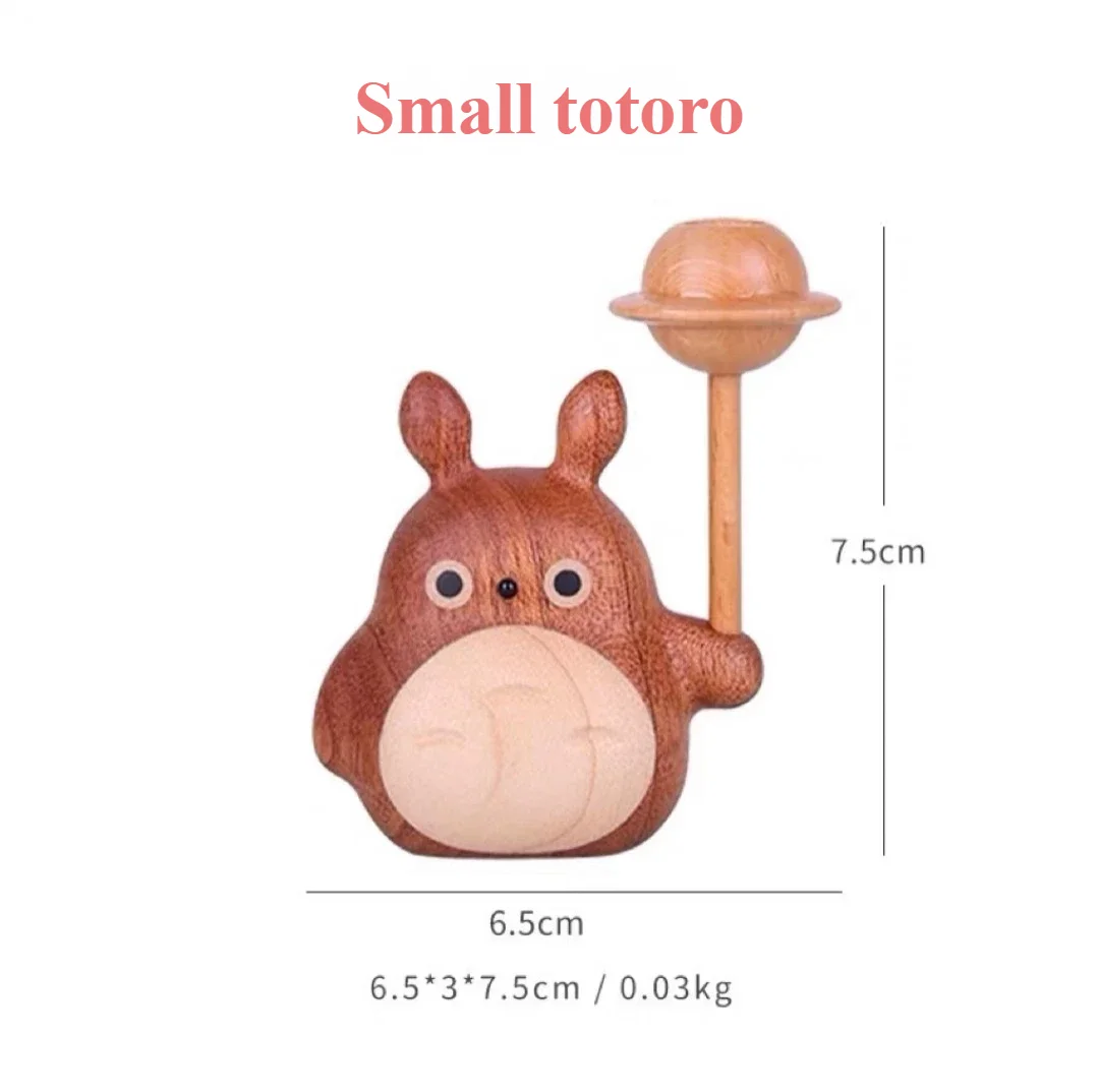 Solid Wood Creative Totoro Windmill Faceless Male Ornament Couple Gift Living Room Decoration Cartoon Music Box Birthday Gift Oasis Select 7.5cm