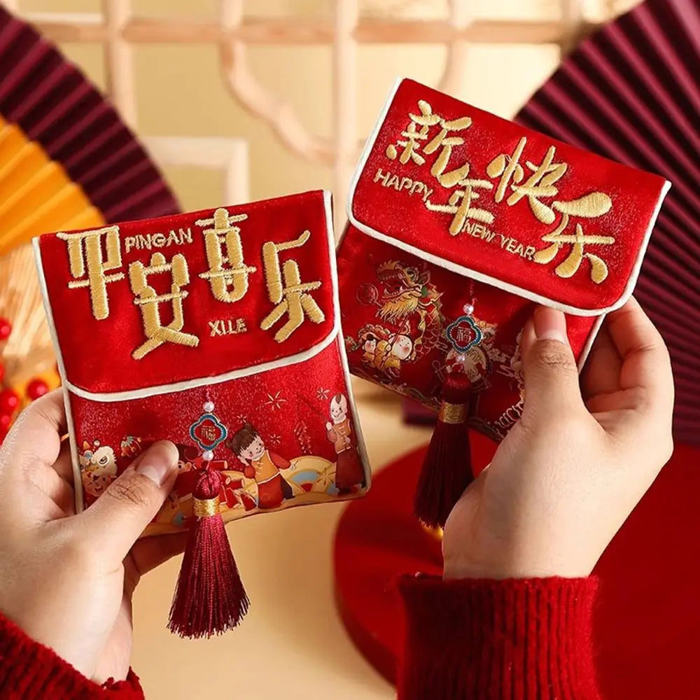 Portable Traditional New Year New Year Pocket Bag Good Lucky Blessing Cloth Lucky Money Bag Gift Bags Spring Festival Oasis Select