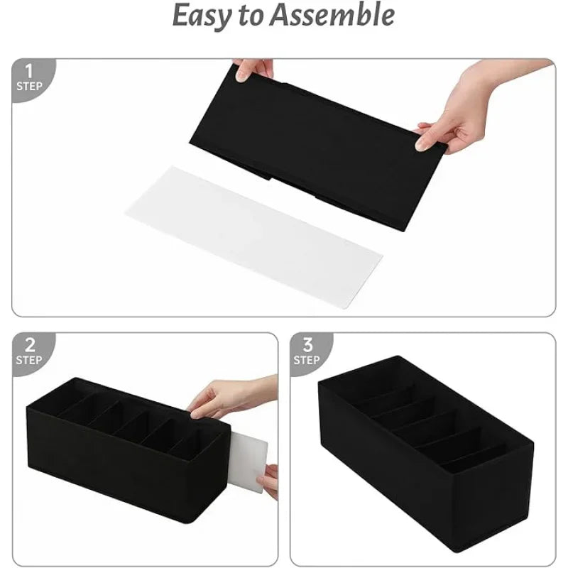 3-Pack Black Fabric Belt& Tie Organizer, Closet Organization Drawer Storage, Foldable Non-Woven Holder for Dresser Oasis Select