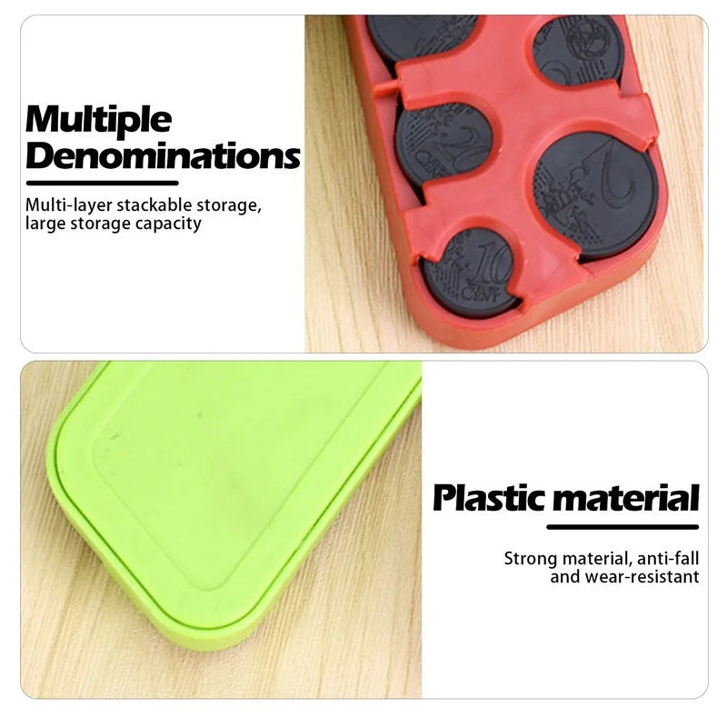 Mini Euro Coin Dispenser Car Storage Coin Wallet Savings Box for Euro Coin Bank Coin Holder Case Plastic Storage Boxes Oasis Select