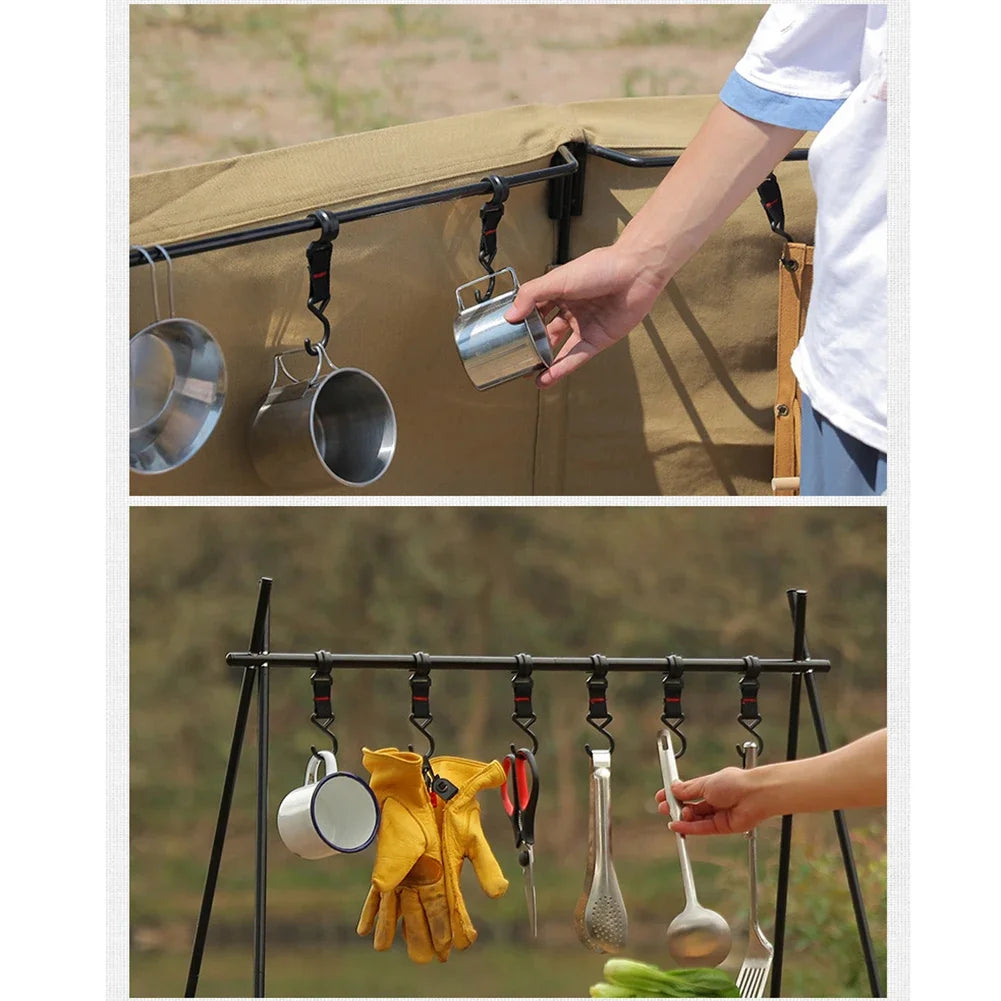 5/10pcs Outdoor Camping Moveable Organizer Hooks Detachable S-Shaped Hooks Hanging Storage Rack Multifunctional Outdoor Tools Oasis Select