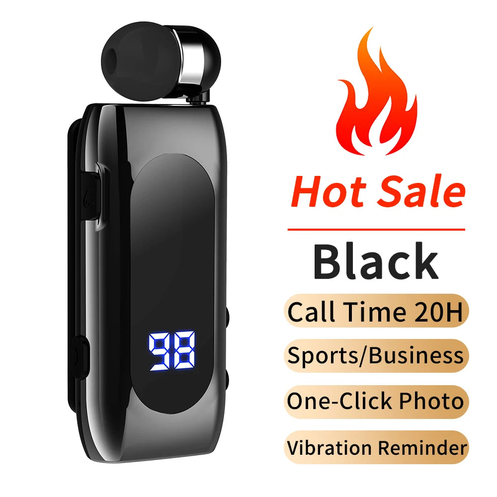 # K55 Lavalier Business Bluetooth 5.2 Headphone Talk/Music Time 20 Hours,LED Digital Display,Noice Cancelling Wireless Earphones Oasis Select Black