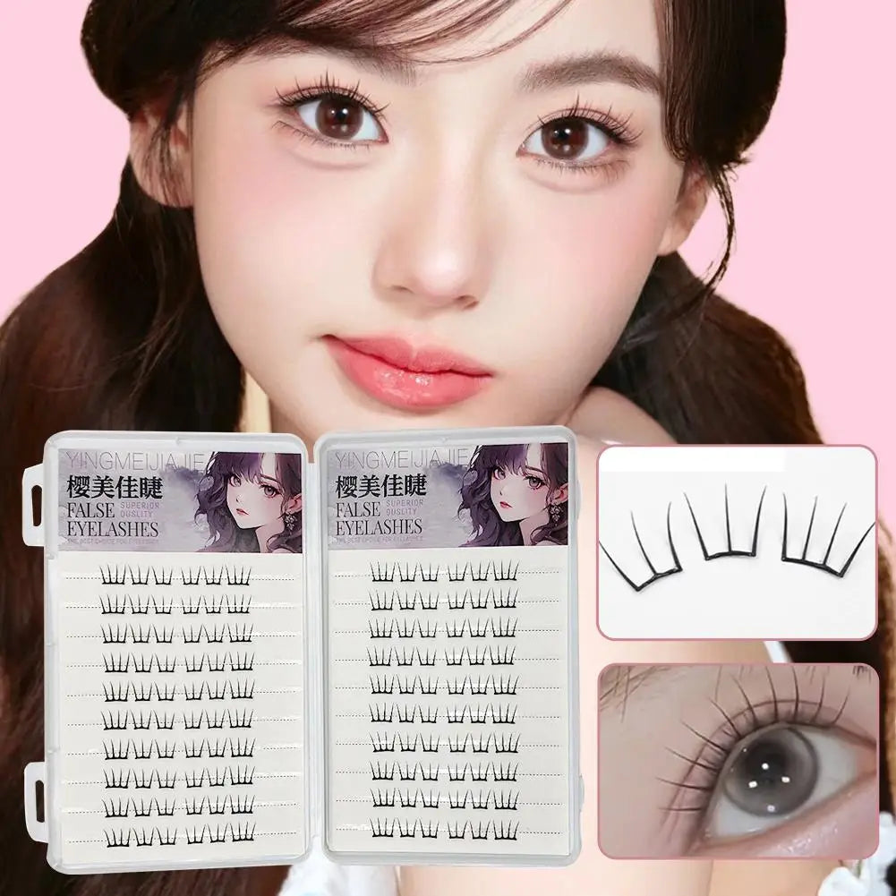 Self-Adhesive Cluster False Eyelashes – No Glue Wispy Korean