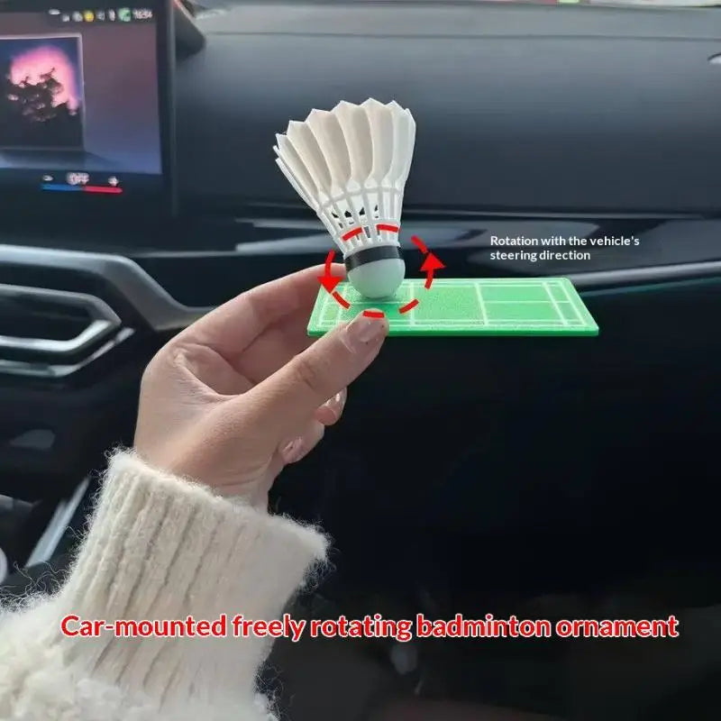 Creative Fun Rotating Badminton Car Ornament Shaking Shuttlecock Dashboard Decor For Car Decoration And Badminton Enthusiasts Oasis Select