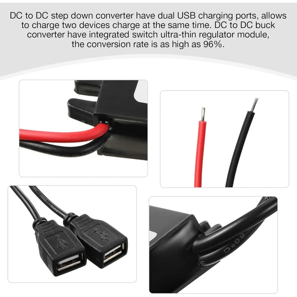 DC/DC Converter 12V To 5V 3A Buck Module Reduced Voltage Regulator Car Power Converter Output Power Adapter Double USB Interface Oasis Select
