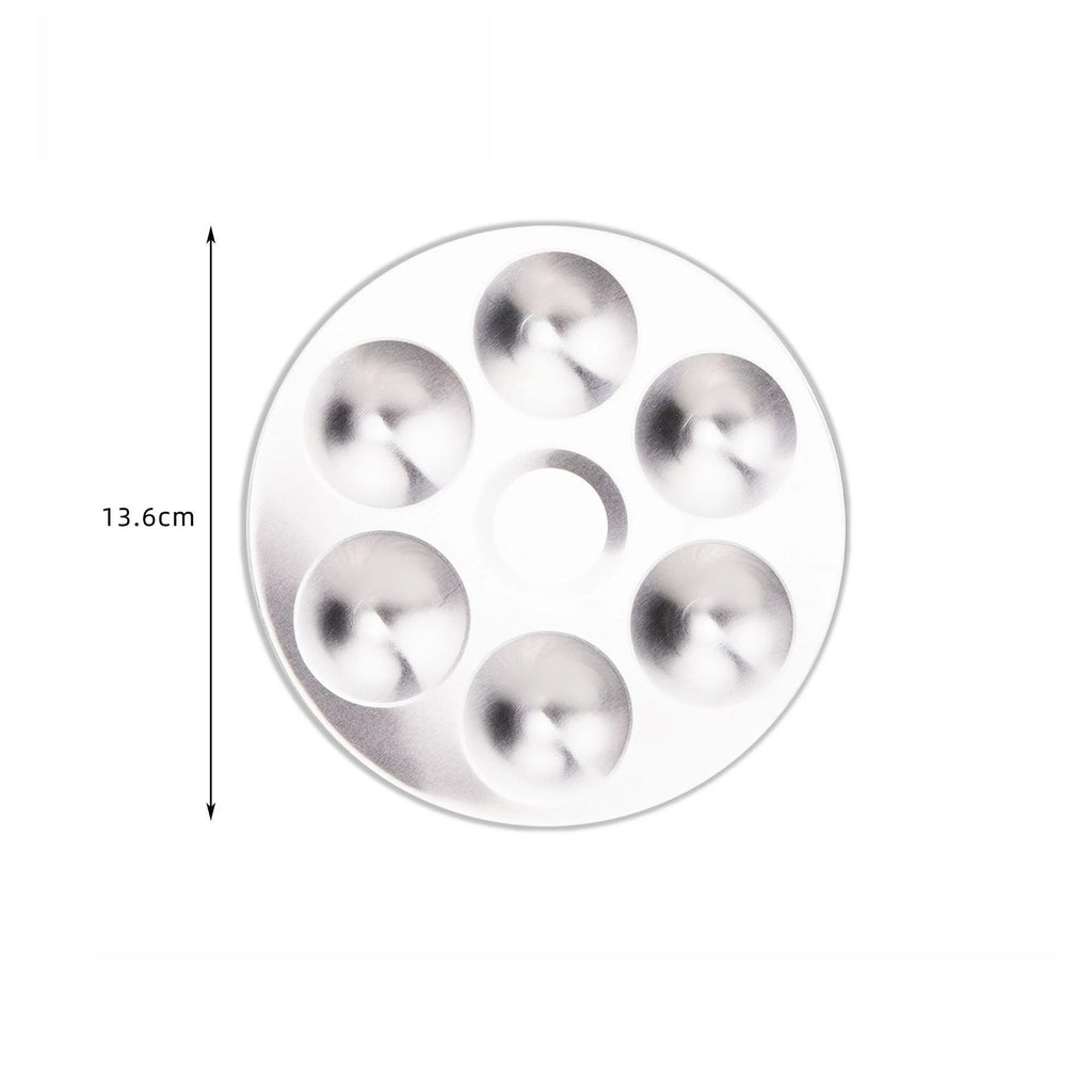 1pcs Aluminum Color Palette 6 Hole Square Circular Children's Painting Color Palette Watercolor Acrylic Pigment Palette Oasis Select Round