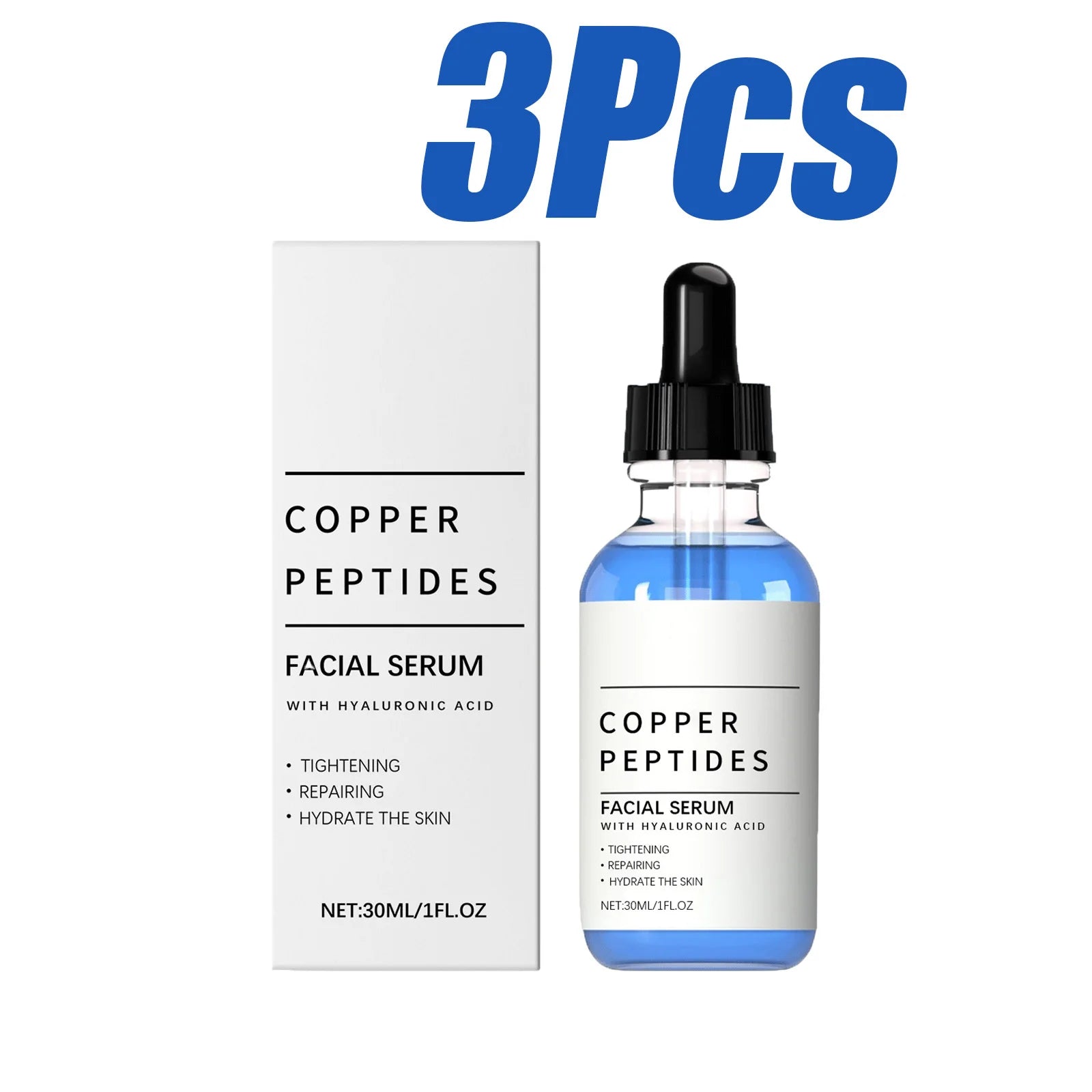 Copper Peptide Serum Lifting Firming Skin Anti Wrinkle Nourishing Smooth Improve Texture Hydration Hyaluronic Acid Face Serum Oasis Select 3Pcs