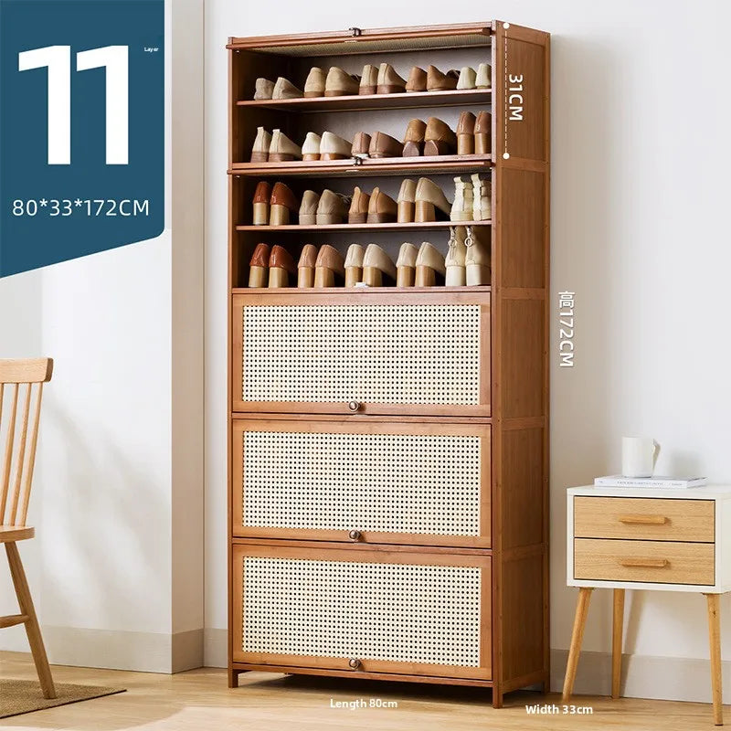 Imitation rattan woven shoe cabinet, simple shoe rack at the door of the home, economical storage, multi-layer dust-proof Oasis Select Eleven floors 80