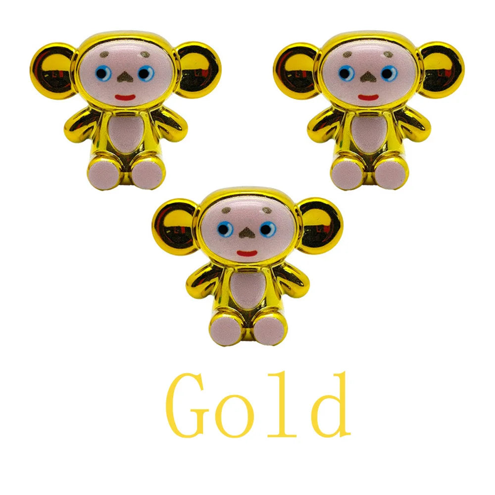 Tire Valve Stem Cap Cute Cartoon Monkey Tire Valve Stem Cover for Bikes Corrosion-Resistant Tire Cap Cover for Cars Motorcycle Oasis Select Gold-4Pcs