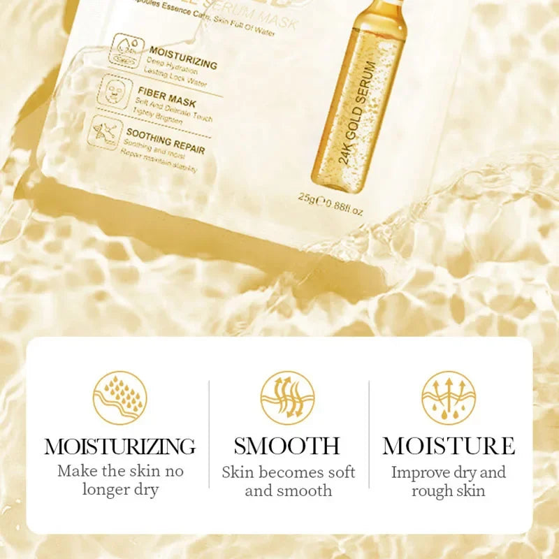 Sadoer 24K Gold Vitamin C & Hyaluronic Acid Face Mask 10-Pc Facial Sheet Mask Oasis Select