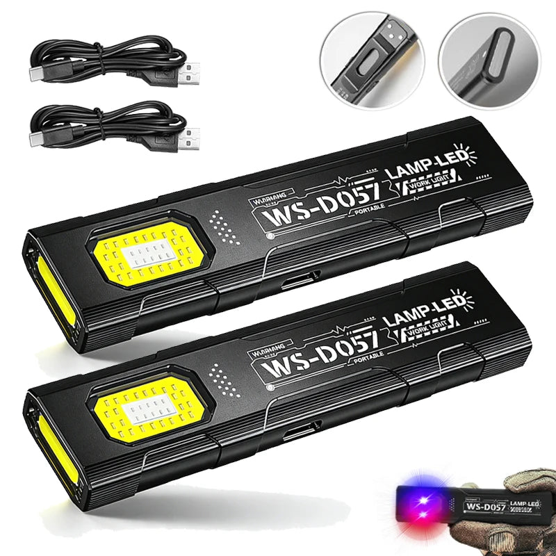 2-Pack Mini EDC Keychain Flashlight USB-C Rechargeable Magnetic
