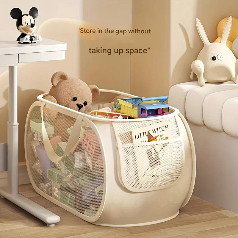Large Capacity Toy Storage Basket - Transparent Fabric Organizer with Divided Compartments, Toy Storage Organizer Oasis Select