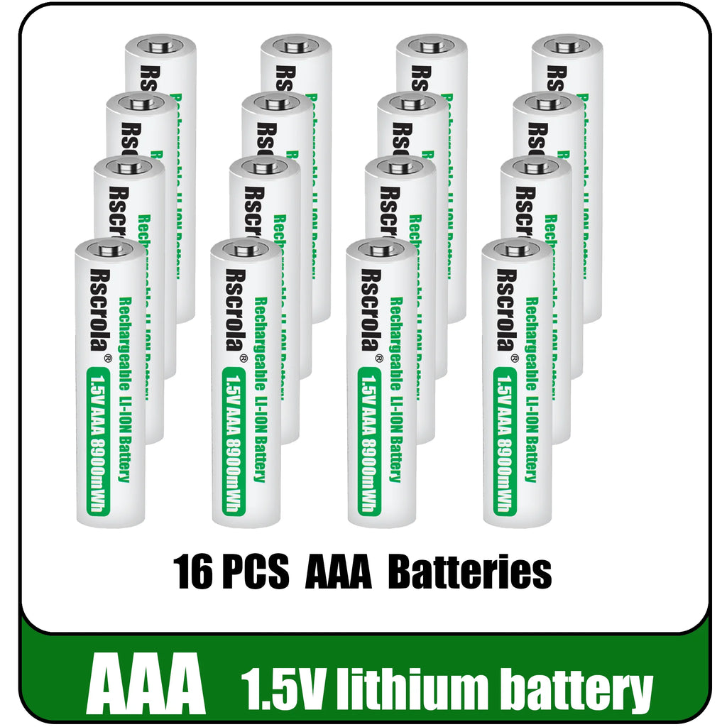 Universal Rechargeable 1.5V AAA 8900mWh Lithium ion Battery Fast charging with Charger for Camare Clock Mouse Fan Electric Toys Oasis Select 16 PCS Batteries 1.5V China Mainland