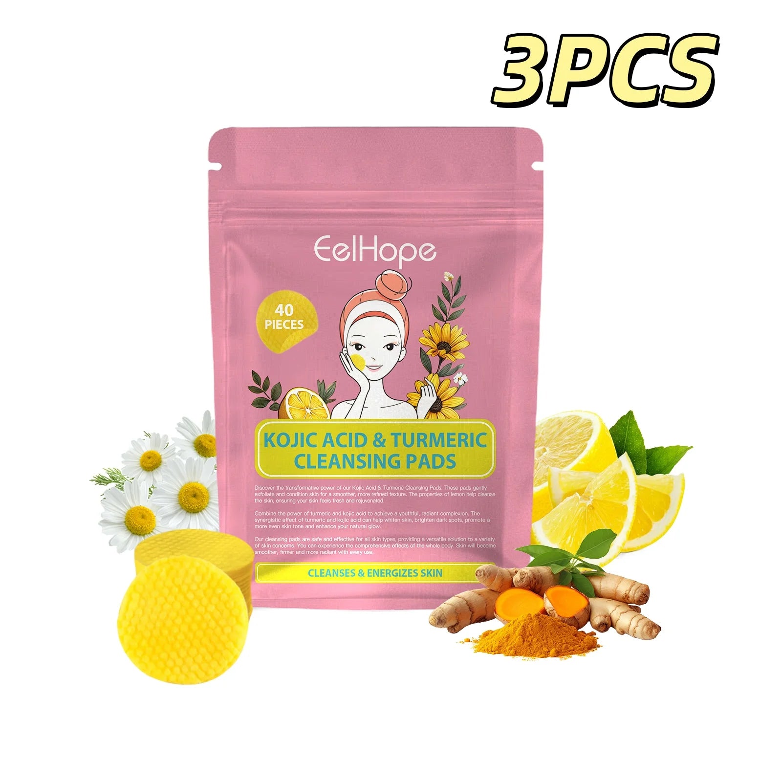 Turmeric & Kojic Acid Facial Cleansing Pads 40 Pcs