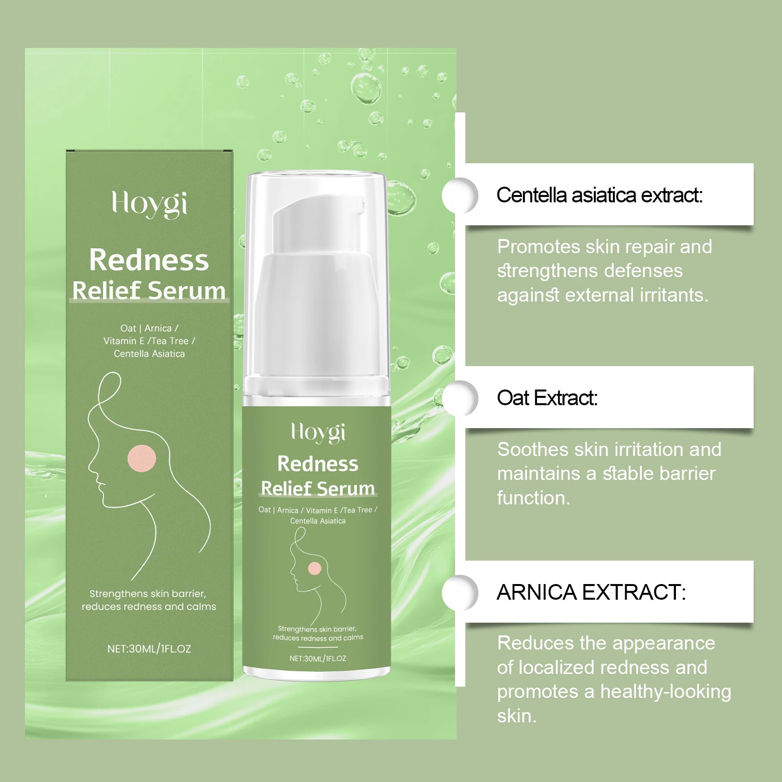 Centella Asiatica Skincare Set Green Clay Cleanser Centella Cream & Serum For Sensitive & Acne Prone Skin Moisturizing Soothing Oasis Select