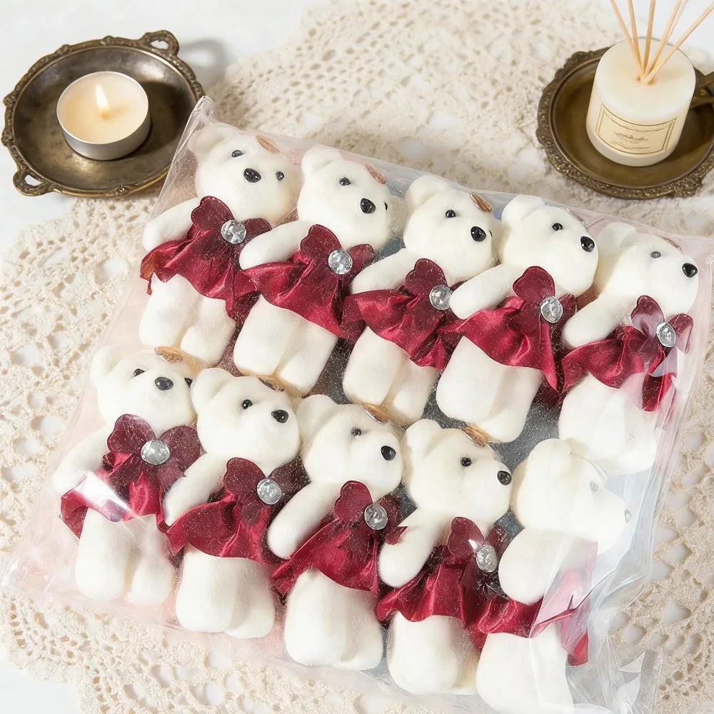 Mini Teddy Bear Plush Dolls for Flower Bouquets – 10 Pack