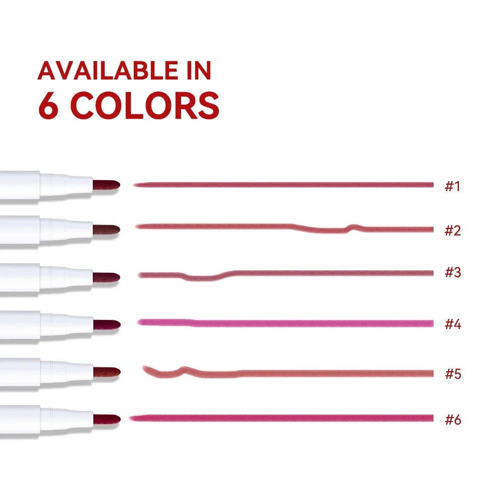 6Colors Lip Stain Pencil Liquid Lip Liner Waterproof Plumping Lip Tint Natural Matte Nude Brown Long Lasting Beauty Makeup Pen Oasis Select