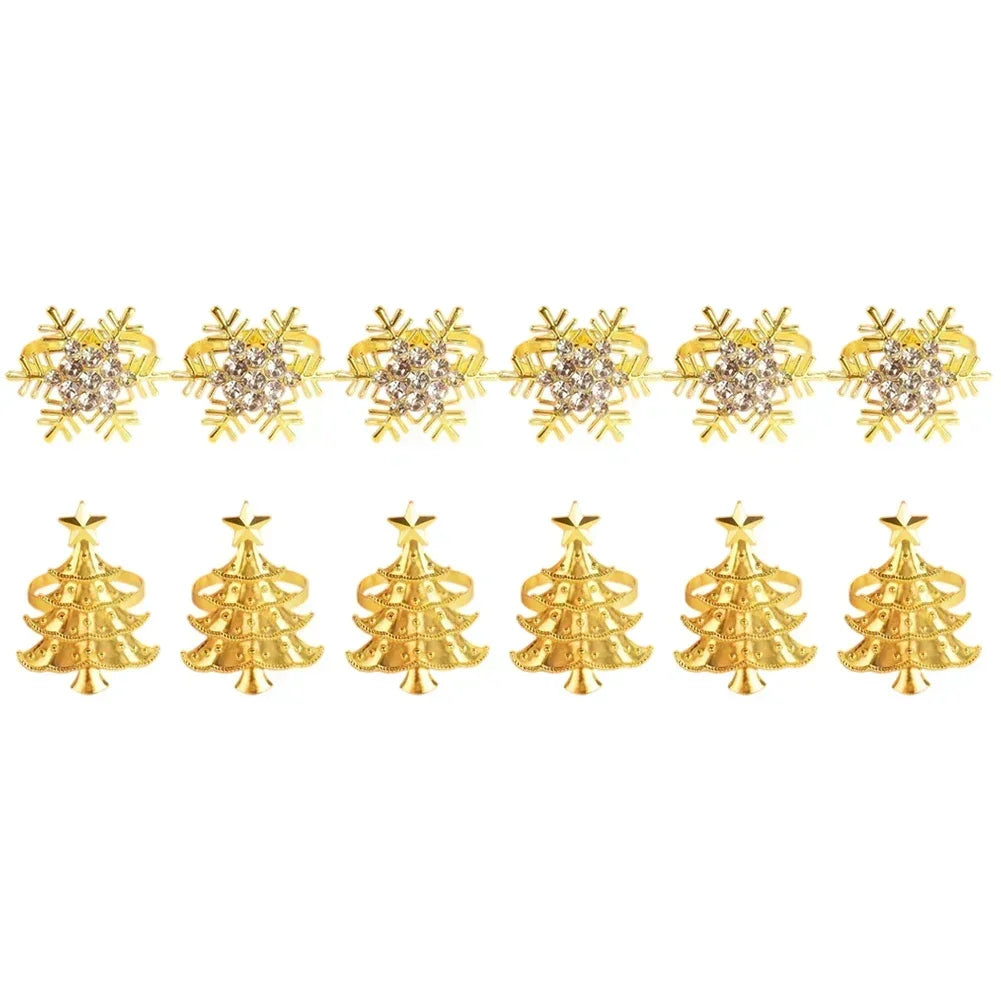 Dinner Table Setup Napkin Ring Set Decorative Napkin Rings For Dining Festive Napkin Holder Unique Snowflake Design Oasis Select gold China Mainland