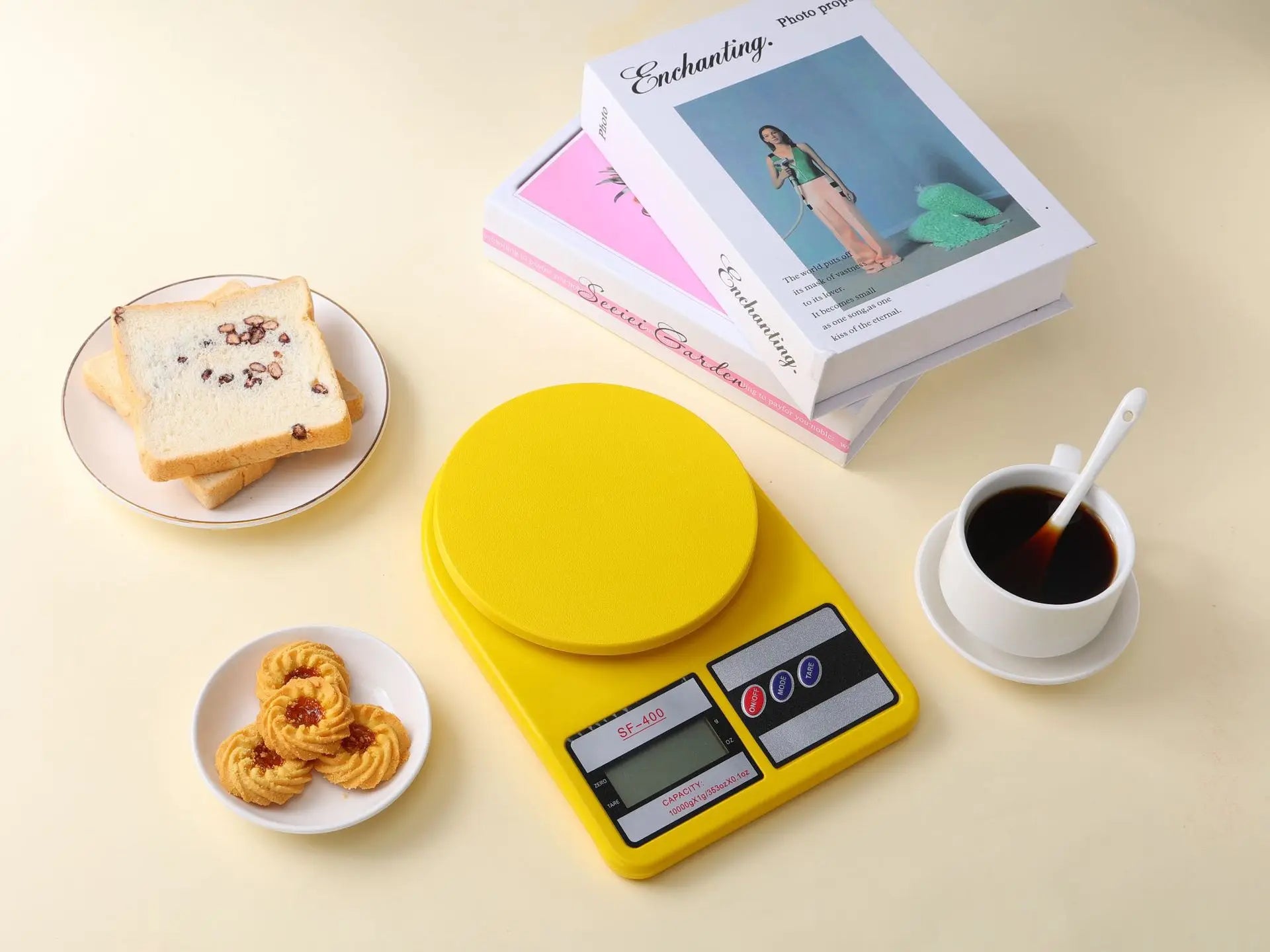 10kg Digital Kitchen Scale in Vibrant Colors - Precision Gram Measurement for Home Baking, Compact Food Scale Oasis Select Yellow