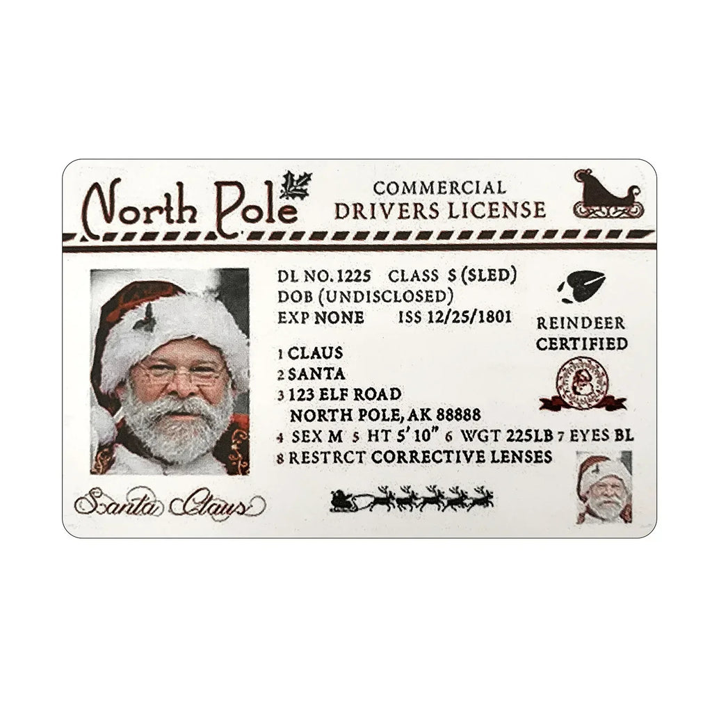 Card Santa Claus Flying Licence Christmas Eve Driving Licence Christmas Gift For Children Kids Chris Lost ID Card Santa License Oasis Select F