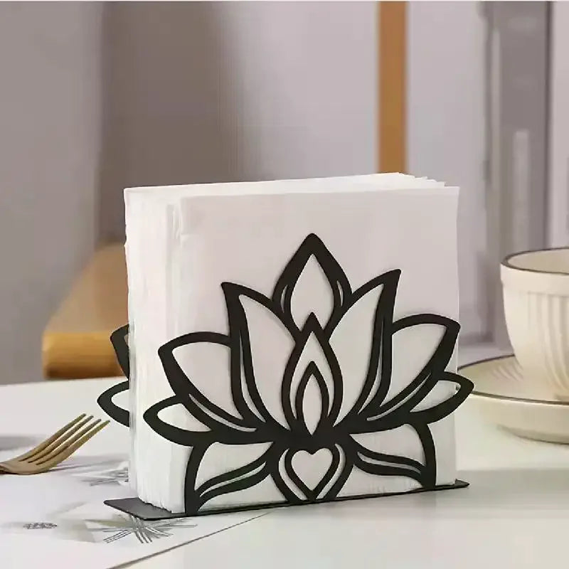 Lotus Flower Metal Napkin Holder | Elegant Dining Accessory