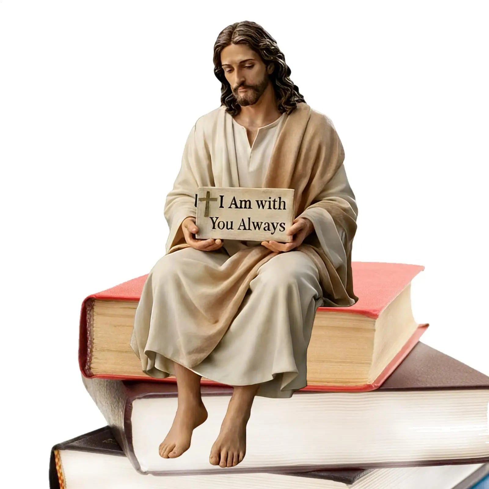 Resin Jesus Figurine Resin Spiritual Inspirational Hand Painted Statue Religious Memorial Figurine For Prayer Birthday Party Oasis Select