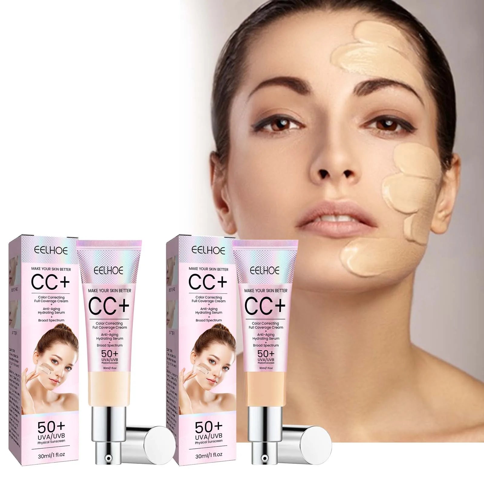 1/2/3pcs CC Cream Foundation Waterproof Brighten Moisturizing Foundation Concealer Oil-Control Long Lasting Spf 50 Makeup Oasis Select