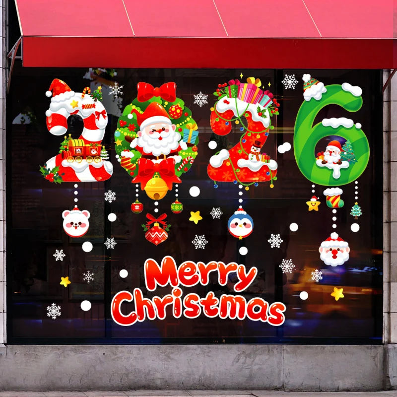 Christmas Snowman Santa Electrostatic Window Decals | 2/4 PCS