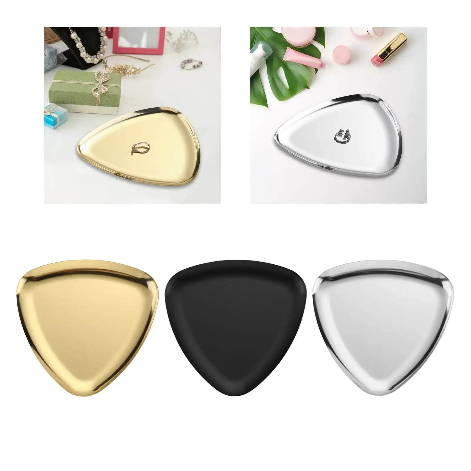 Triangle Jewelry Dish Tray – Stainless Steel Vanity Organizer