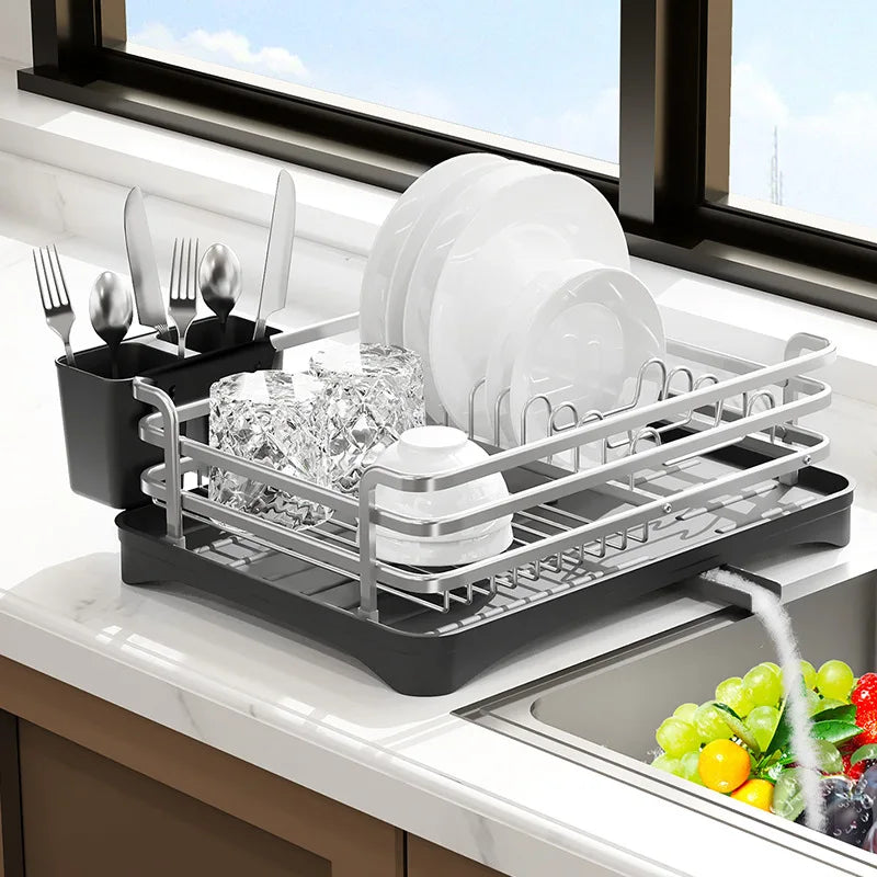 Kitchen Shelf Dish Drain Rack Diversion Drain Dish Rack Multifunctional Household Countertop Single Layer Cutlery Rack Oasis Select primary