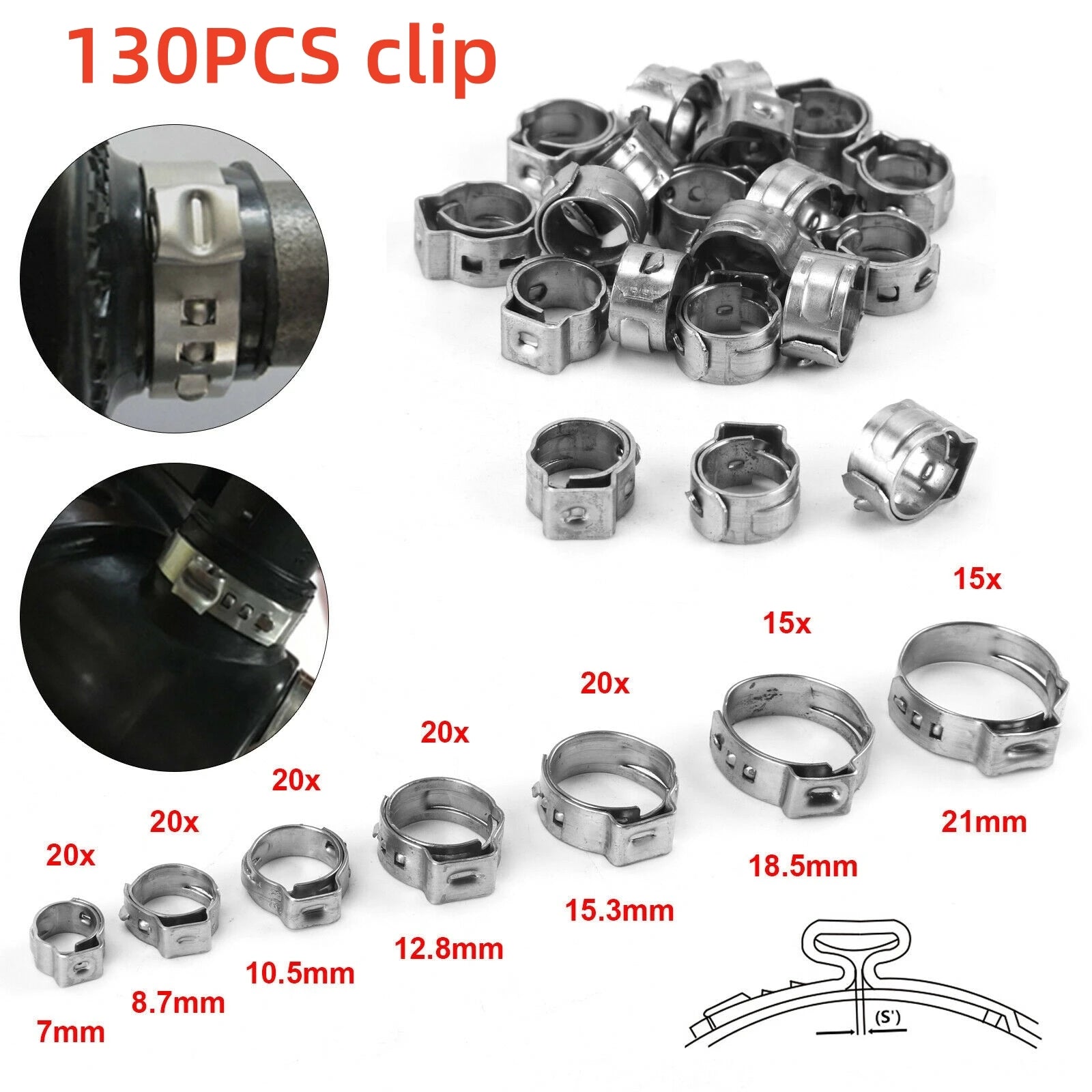 130-Pc Stainless Steel Hose Clamps & Crimping Pliers Kit Hose Clamp Kit Oasis Select