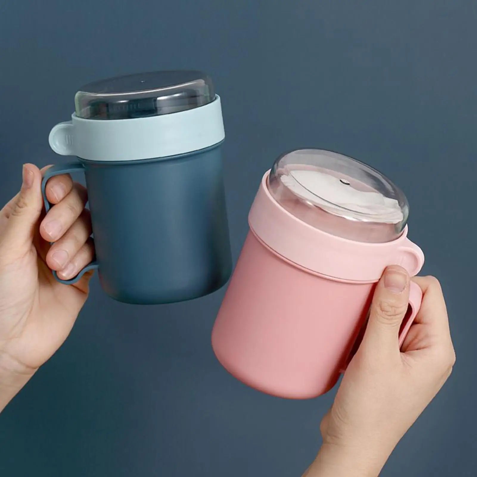 500ml Portable Breakfast Cup with Lid & Foldable Spoon | Leakproof
