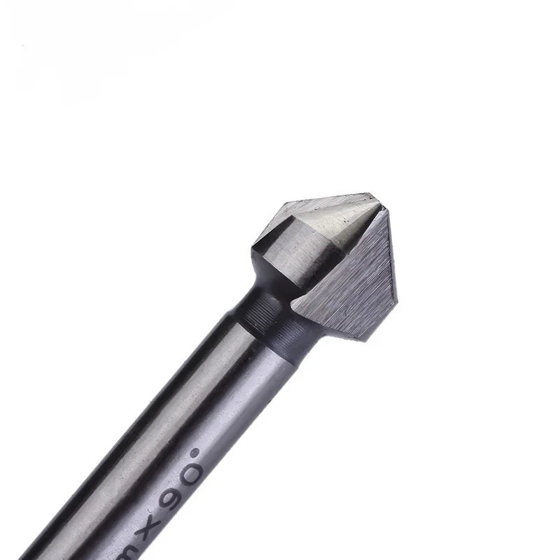 JUSTINLAU 6PCS 90 Degree 3 Slot Round Shank Chamfering End Mill High Speed Steel Countersunk Head Deburring Conical Drill Bit Oasis Select