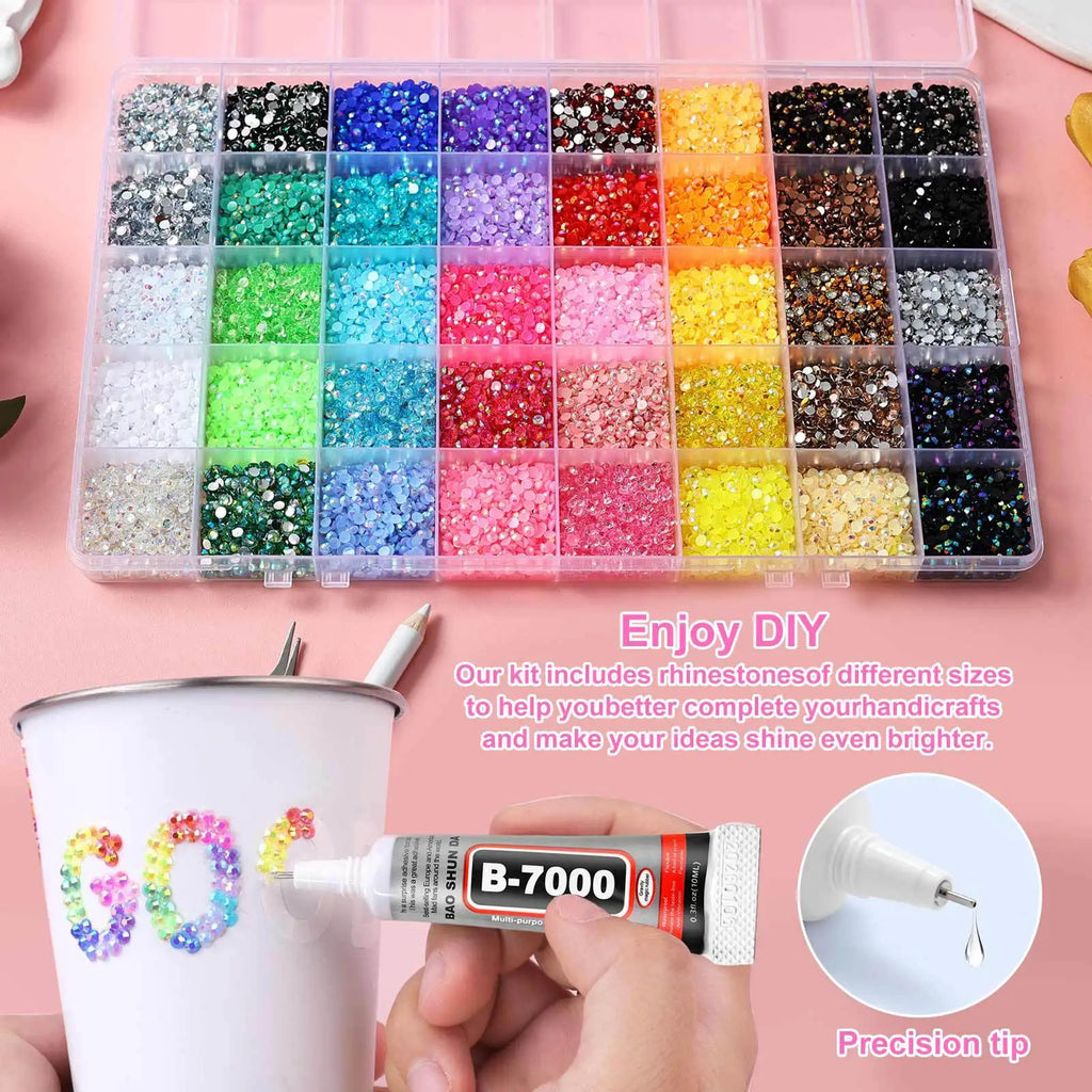 40 Colors 3mm Resin Rhinestones Flat Back Gems for Crafts Bedazzler Kit Nail Art Face Makeup Roller DIY Jewelry Making Supplies Oasis Select