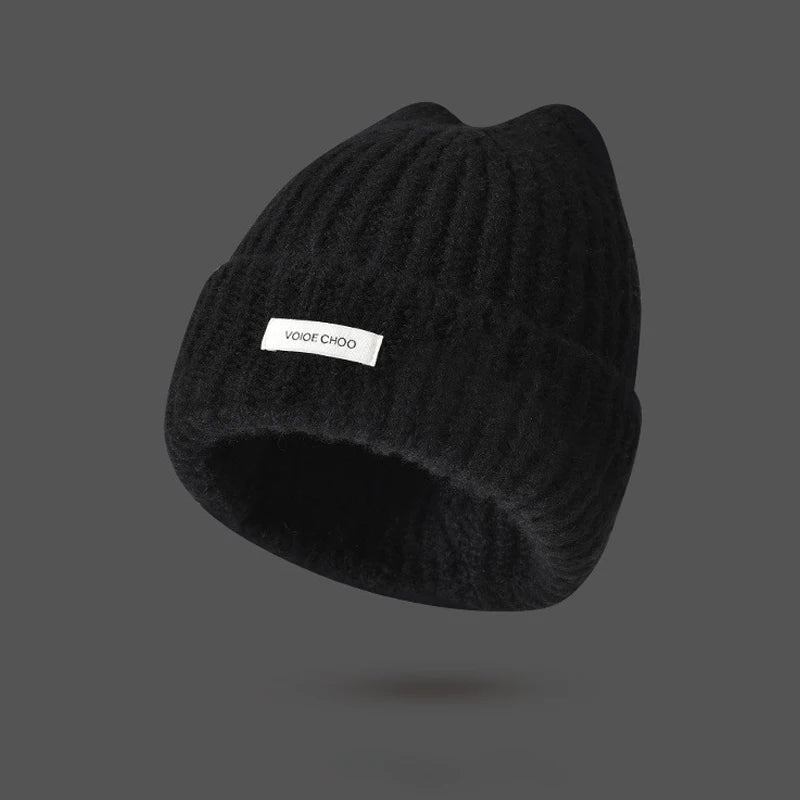 Cat Ear Knitted Beanie – Korean Style Winter Hat for Women