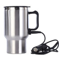 12V 500ML Car Electric Kettle Car Heating Cup Stainless Steel Thermos Heating Water Bottle Car Kettle Thermos for Water Tea Milk Oasis Select Silver