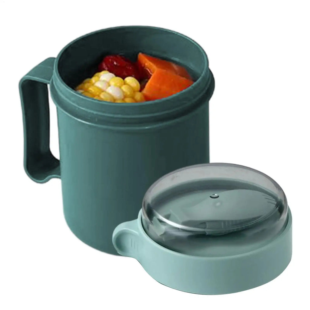 500ml Portable Breakfast Cup with Lid & Foldable Spoon | Leakproof