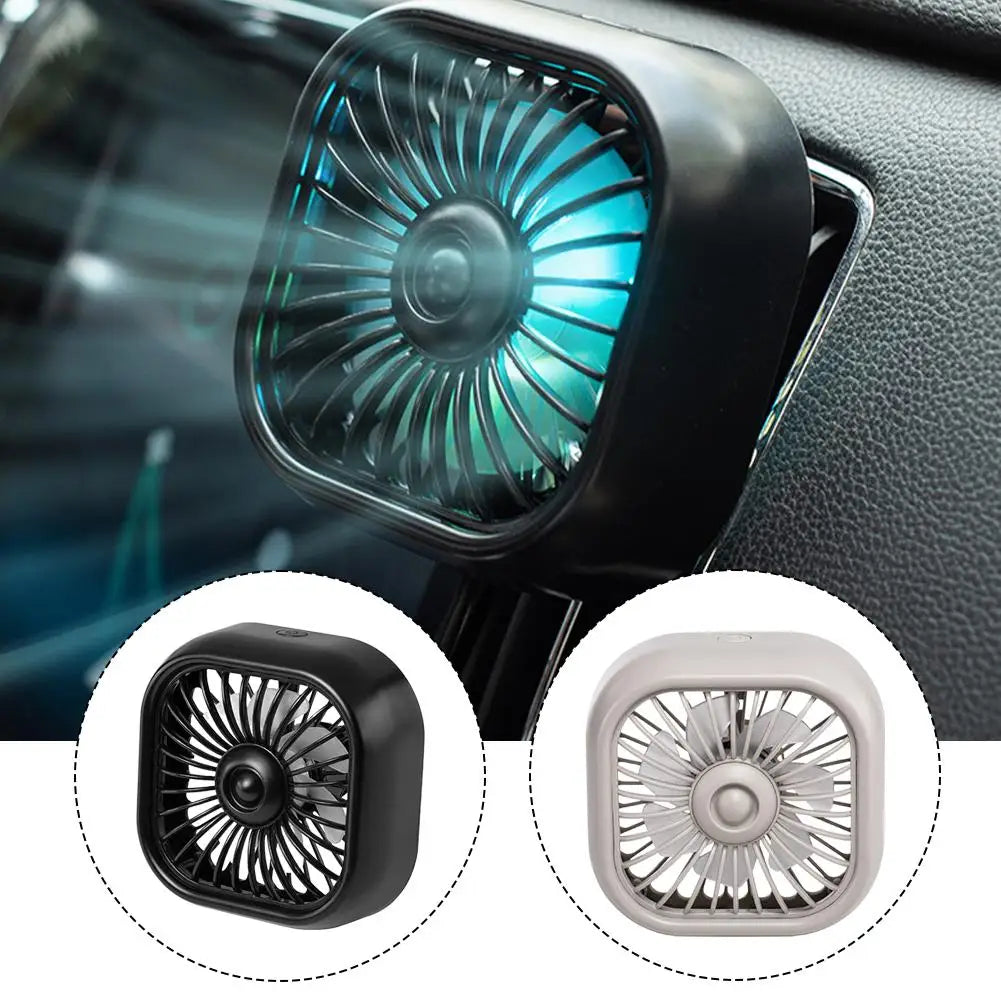 Mini USB Car Vent Fan – 3-Speed Quiet Cooler with LED Light