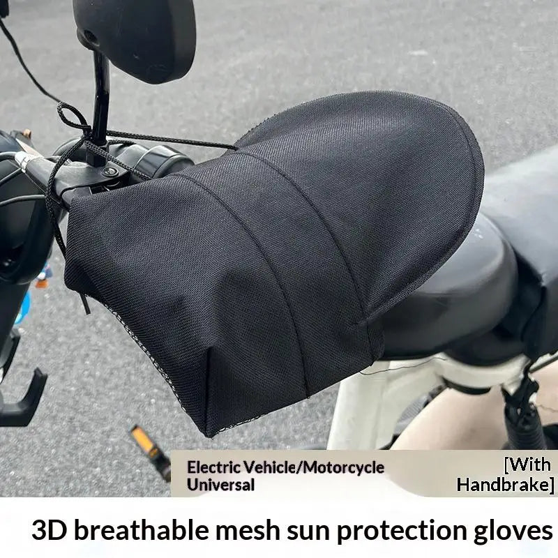 Silver Coated Leather Handlebar Gloves Sunproof Waterproof 3D Support For Scooter Bicycle Motorcycle Summer Riding Oasis Select Black B