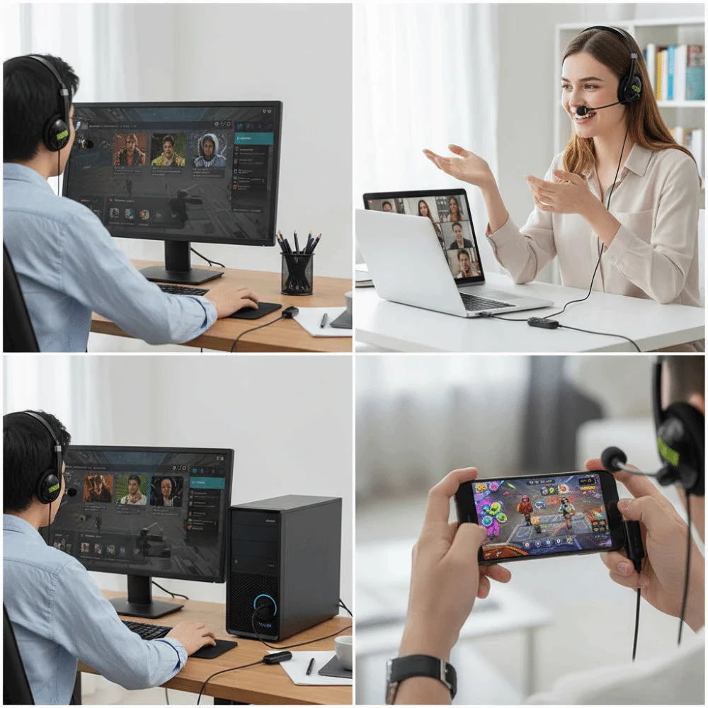 Bluetooth USB Headphones Noise Cancelling Wired Wired Headset USB Physical Noise Reduction Noise Cancelling Headphones Oasis Select