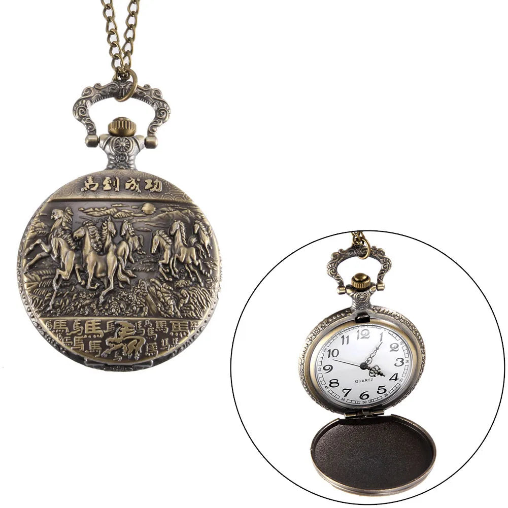 Vintage Quartz Pocket Watch with Chain | Personalized Gift
