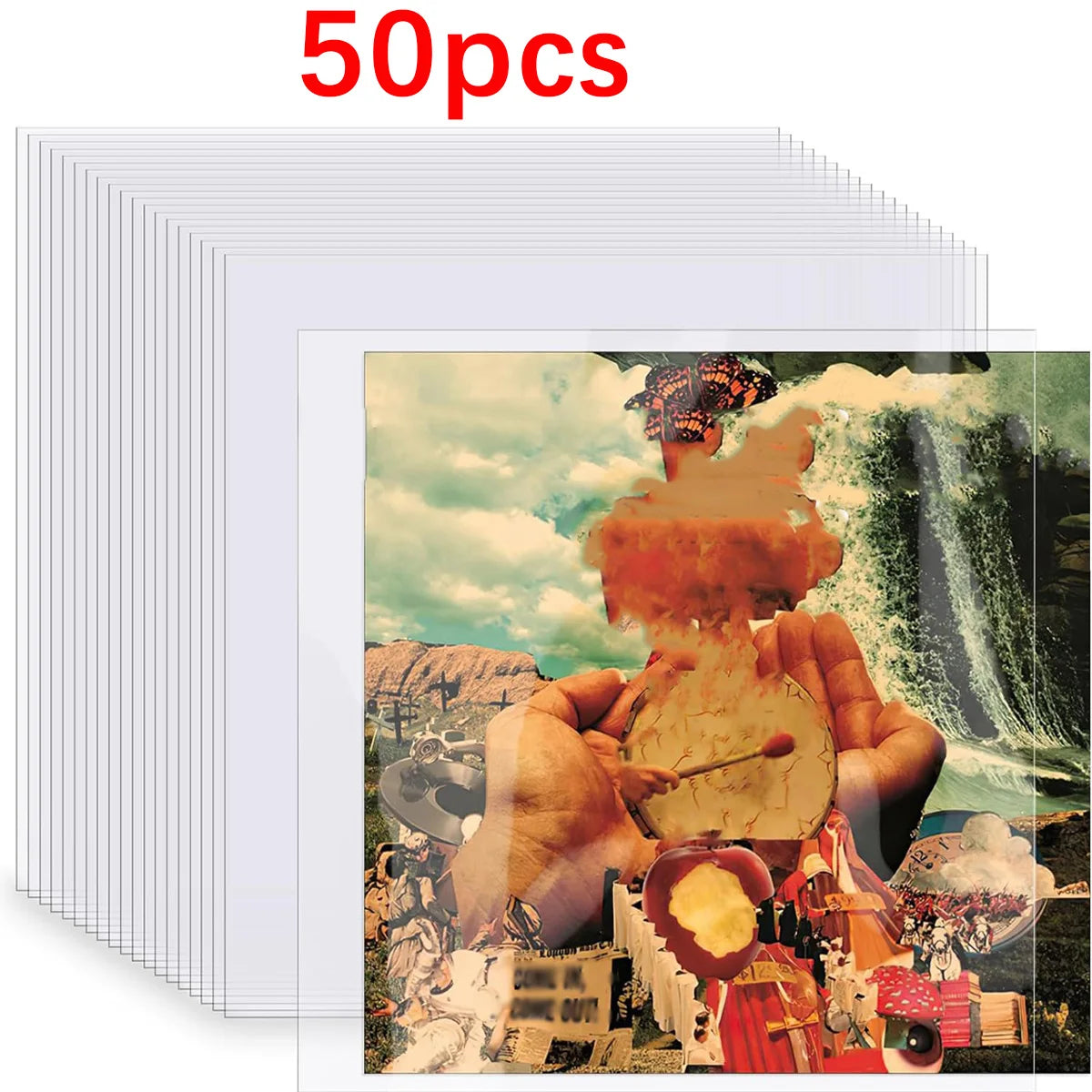 12-inch vinyl record protective sleeve, transparent bag for turntable LP records, open record bag, 32.3cm*32cm, 20/50 pieces Oasis Select 50pcs