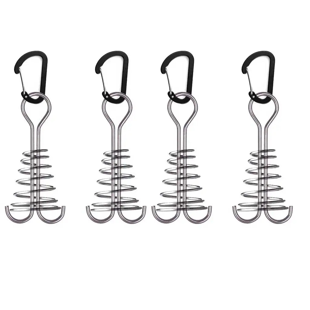 2/4Pcs Camping Tent Fishbone Anchor Peg Aluminum Alloy Spring Hook Tent Wind Rope Fixed Nail for Tarp Awning Canopy Accessories Oasis Select blackpcs4